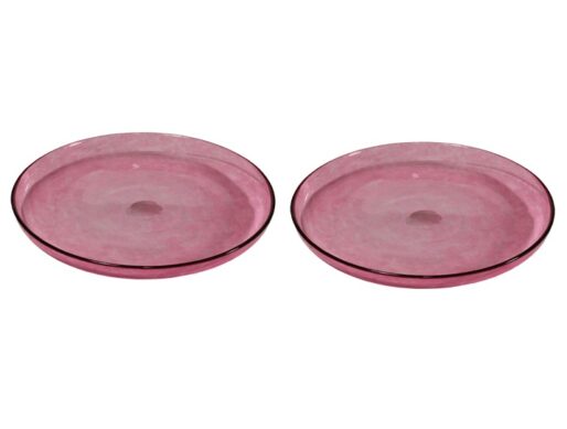 assiettes verre souffle dessert rose