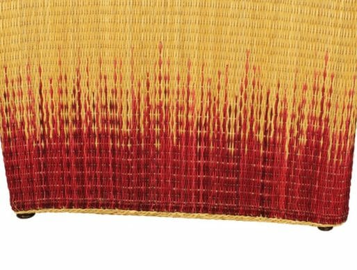 pouf tressé ikat rouge vannerie jonc