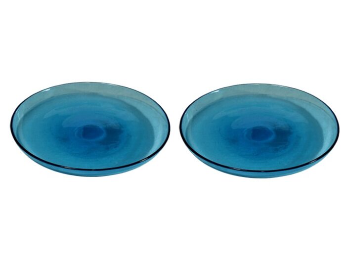 assiettes verre souffle dessert turquoise