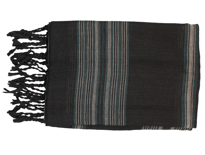 cadeau artisanal echarpe noire rayee vert saint valentin echarpe noire rayee vert cadeau artisanal saint valentin
