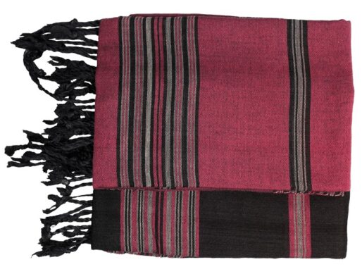 echarpe fushia et noire coton raye