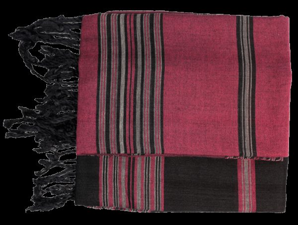 echarpe fushia et noire coton raye