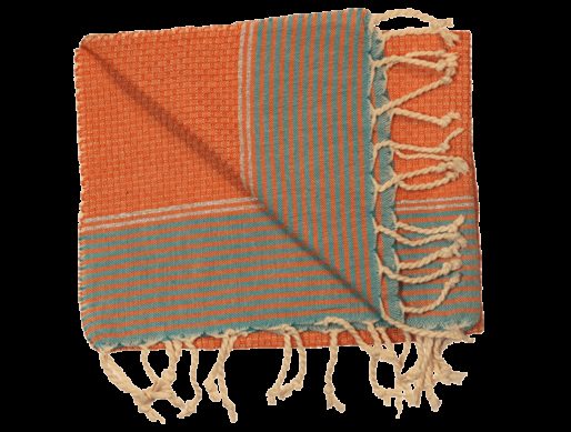 Fouta orange rayée liseré argent 5