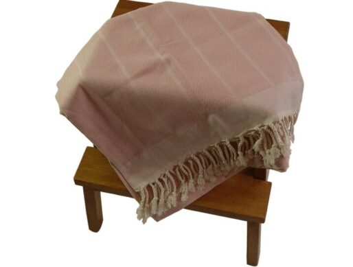 Fouta rose unie bandes chevrons