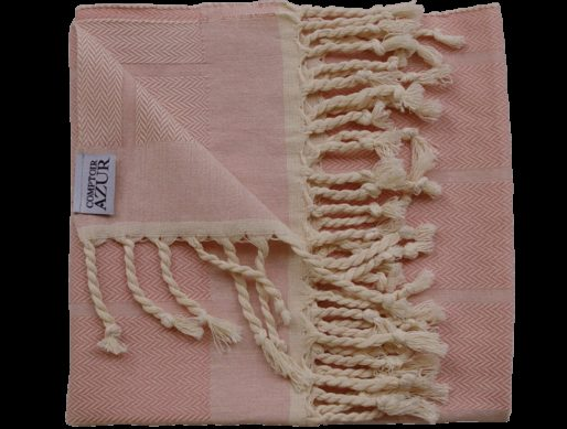 Fouta rose unie bandes chevrons 3