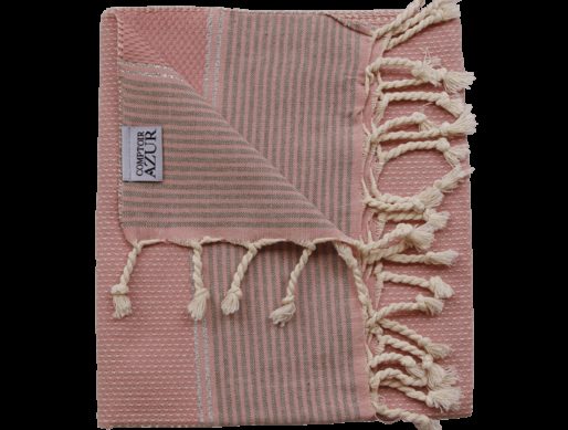 Fouta rose rayée liseré argent