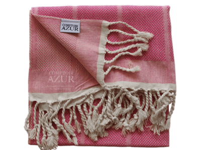 Fouta rose vif unie chevrons petite