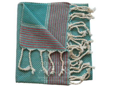 fouta turquoise rayée argent 3