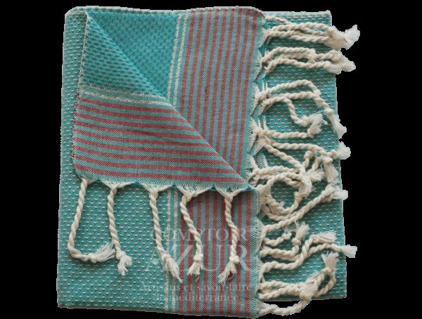 fouta turquoise rayée argent 3