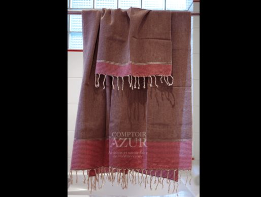 Fouta violette rayée argent