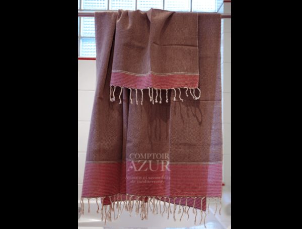 Fouta violette rayée argent