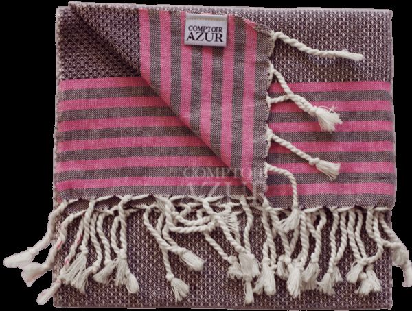 petite Fouta violette rayée rose