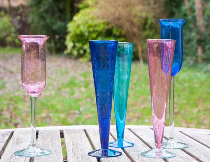 Flûtes à champagne en verre soufflé