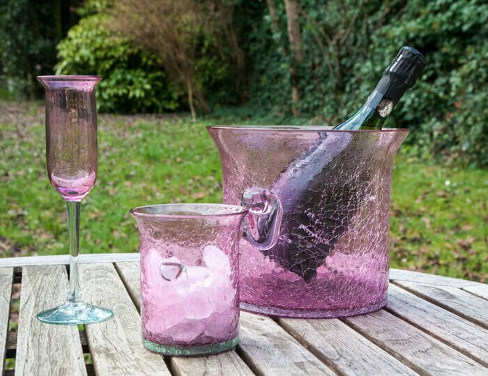 Seaux à glace et à champagne en verre soufflé