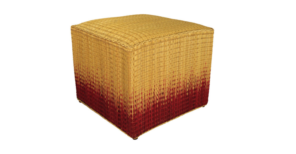 pouf tresse jonc ikat rouge fb