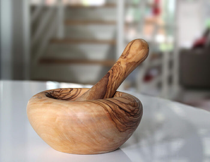 Mortiers et pilons en bois d'olivier