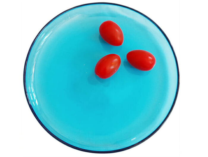 assiette verre souffle turquoise