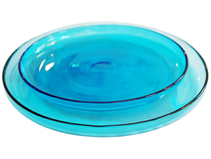assiettes verre plate et dessert